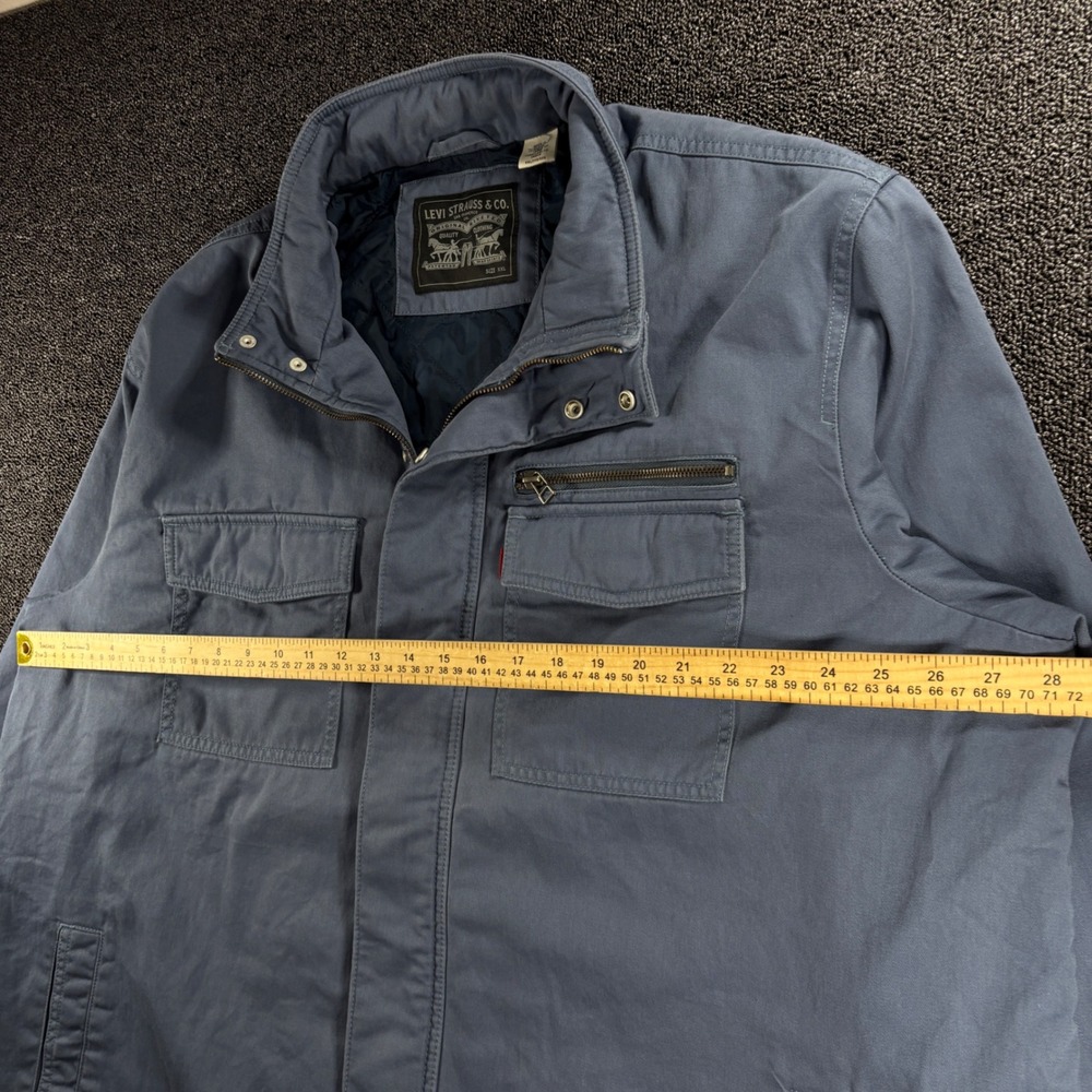 Levi Strauss Men's XXL Miramar Millitary Jacket Blue Grey Cotton Quilted Lining - Picture 4 of 10